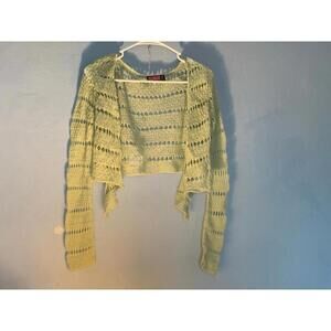 Crocheted Say What large Light Grey Knitted Cropped Cardigan juniors​